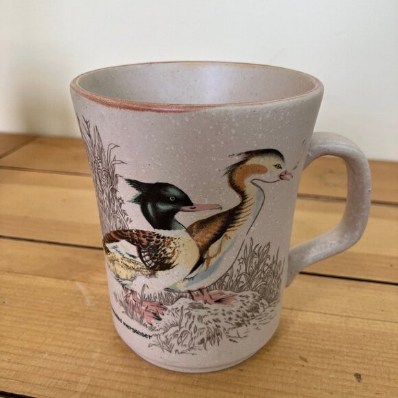 Duck Theme Northcraft Korea Coffee Mugs Vintage Set of 2 Merganser & Teal Ducks - Picture 3 of 10